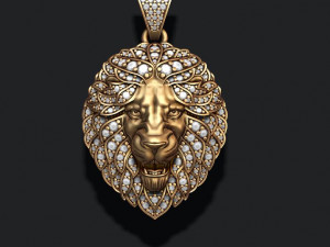 Leon pendant with diamonds and opened mouth 3D 프린트 모델