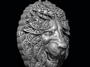 Leon pendant with diamonds and opened mouth 3D 프린트 모델
