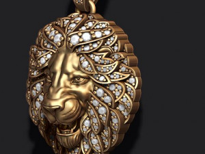 Leon pendant with diamonds and opened mouth 3D 프린트 모델