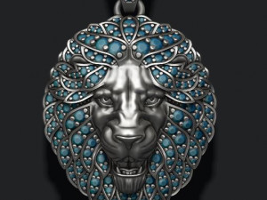 Leon pendant with diamonds and opened mouth 3D 프린트 모델