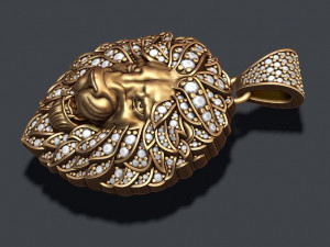 Leon pendant with diamonds and opened mouth 3D 프린트 모델