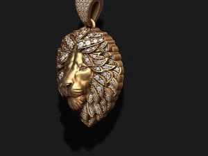 Leon pendant with diamonds and closed mouth 3D Print Model