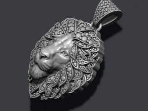 Leon pendant with diamonds and closed mouth 3D 打印模型