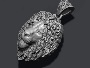 Leon pendant with diamonds and closed mouth 3D Print Model