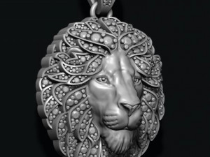 Leon pendant with diamonds and closed mouth 3D 打印模型