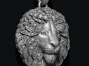 Leon pendant with diamonds and closed mouth 3D Print Model