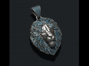 Leon pendant with diamonds and closed mouth 3D 打印模型