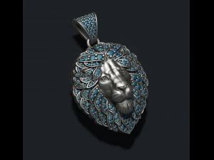 Leon pendant with diamonds and closed mouth 3D Print Model