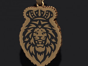 Leon pendant with royal crown diamonds and opened mouth Modèles 3D en vedette