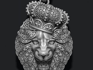 Leon pendant with royal crown diamonds and opened mouth Modelo de Impressão 3D