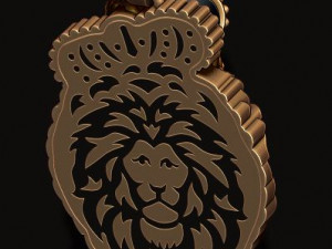 Leon pendant with royal crown diamonds and opened mouth Modelo de Impressão 3D