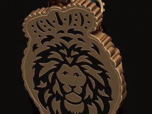 Leon pendant with royal crown diamonds and opened mouth 3D Print Model