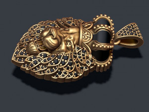 Leon pendant with royal crown diamonds and opened mouth Modelo de Impressão 3D
