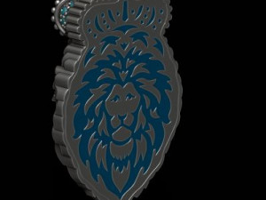 Leon pendant with royal crown diamonds and closed mouth Model Cetak 3D