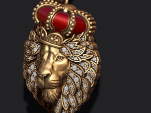Leon pendant with royal crown diamonds and closed mouth 3D प्रिंट मॉडल