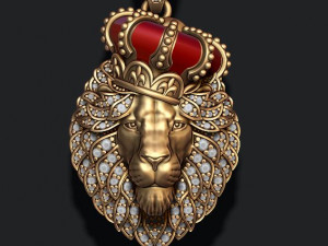 Leon pendant with royal crown diamonds and closed mouth 3D प्रिंट मॉडल