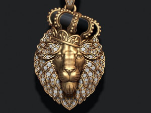 Leon pendant with royal crown diamonds and closed mouth 3D प्रिंट मॉडल