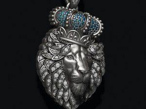 Leon pendant with royal crown diamonds and closed mouth 3D प्रिंट मॉडल