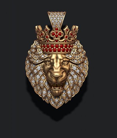 Leon pendant with diamonds and crown 3D 프린트 모델 .c4d .max .obj .3ds .fbx .stl .blend 