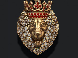 Leon pendant with diamonds and crown 3D Print Model