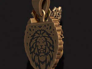 Leon pendant with diamonds and crown 3D Print Model