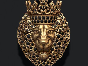 Leon pendant with diamonds and crown 3D 프린트 모델