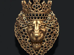 Leon pendant with diamonds and crown 3D Print Model