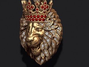 Leon pendant with diamonds and crown 3D 프린트 모델