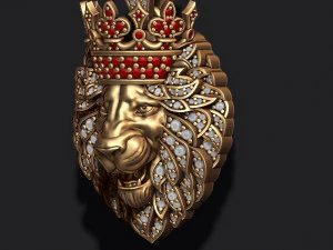 Leon pendant with diamonds and crown 3D Print Model