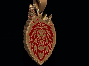 Leon pendant with diamonds and crown 3D Print Model