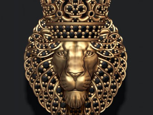 Leon pendant with diamonds and crown 3D Print Model