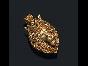 Leon pendant with diamonds and crown 3D-Druckmodell