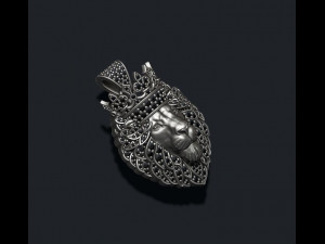 Leon pendant with diamonds and crown 3D-Druckmodell