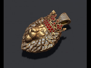Leon pendant with diamonds and crown 3D-Druckmodell