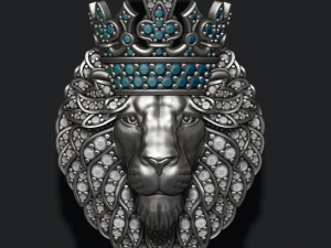 Leon pendant with diamonds and crown 3D-Druckmodell