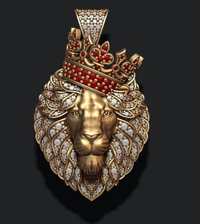 Leon pendant with diamonds and crown Modelo de impresión 3D .c4d .max .obj .3ds .fbx .stl .blend
