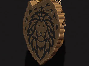 Leon pendant with diamonds and crown 3D Print Model