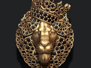Leon pendant with diamonds and crown 3D Print Model