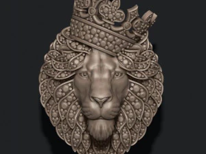 Leon pendant with diamonds and crown 3D Print Model