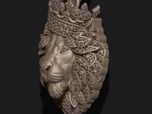 Leon pendant with diamonds and crown 3D Print Model