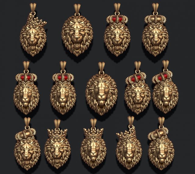 lion pendant pack Modelo de impresión 3D .c4d .max .obj .3ds .fbx .stl .blend 