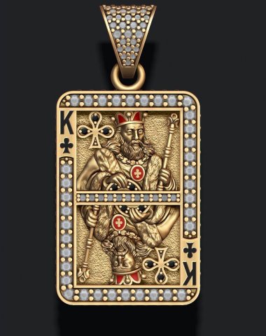 Club king playing card pendant Modèles 3D en vedette .c4d .max .obj .3ds .fbx .stl .blend 