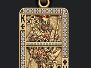 Club king playing card pendant 3D Print Model