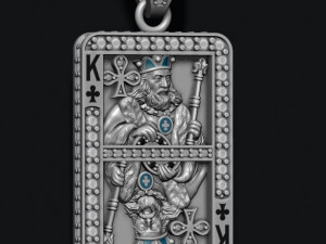 Club king playing card pendant Modèles 3D en vedette