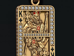 Club king playing card pendant Modèles 3D en vedette