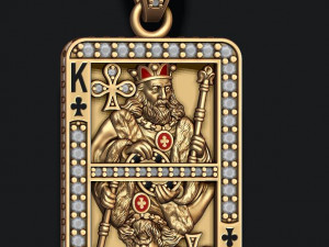 Club king playing card pendant Modèles 3D en vedette