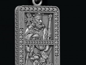 Club king playing card pendant Modèles 3D en vedette