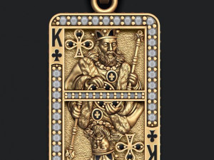 Club king playing card pendant Modèles 3D en vedette