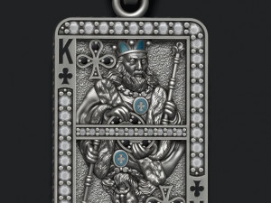 Club king playing card pendant Modèles 3D en vedette