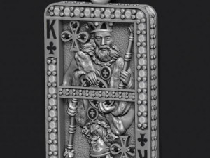 Club king playing card pendant Modèles 3D en vedette